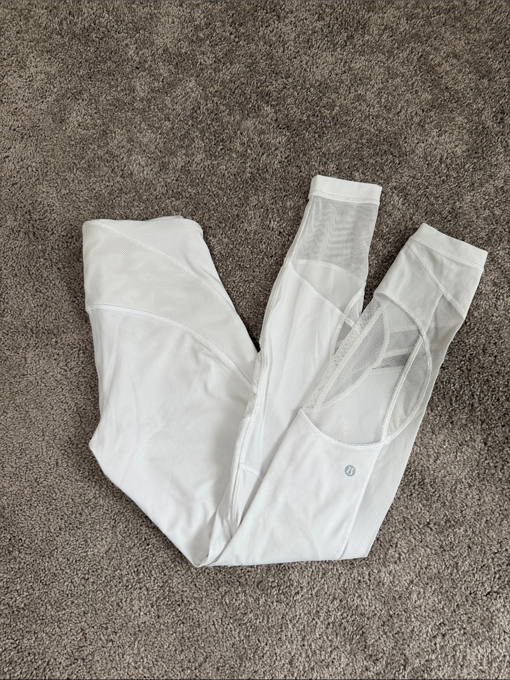 lululemon athletica White Mesh Panel Leggings